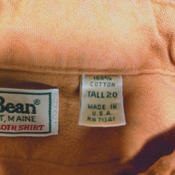 VINTAGE LL Bean Chamois Shirt Size XXL Tall Peach Long Sleeve Made in USA - Picture 5 of 10
